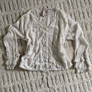 Johnny Was Cream Floral Blouse